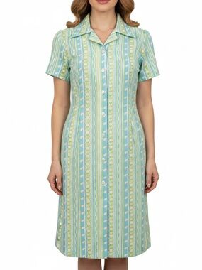 Vintage baby blue/green patterned dress